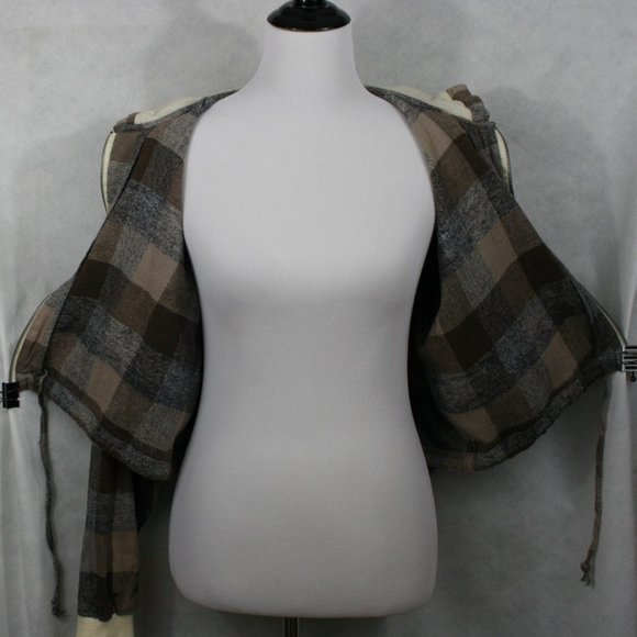 Vintage 60's Angelique IMP Multi-Brown Check Cotton Crop Jacket w/Hood SZ M GC - Picture 9 of 11
